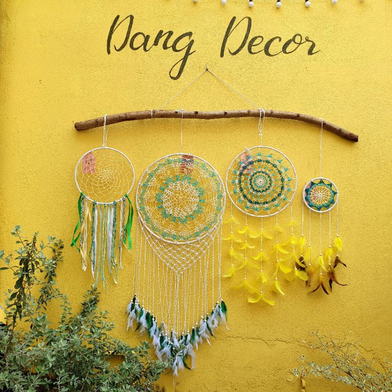 [FOLLOW US GIẢM 30K] Bộ dreamcatcher 4 vòng nhiều màu size trung trang trí nhà cửa phong cách Vintage