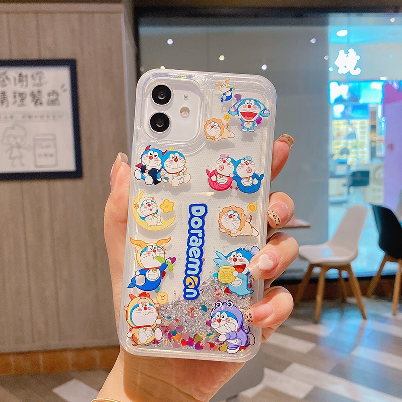 Doraemon Ốp Điện Thoại Mềm Nén Khí Chống Rơi Hình Cậu Bé Bút Chì Cho iPhone 13 12 11 Pro Max XS XR X 8 7 Plus + SE 2020
