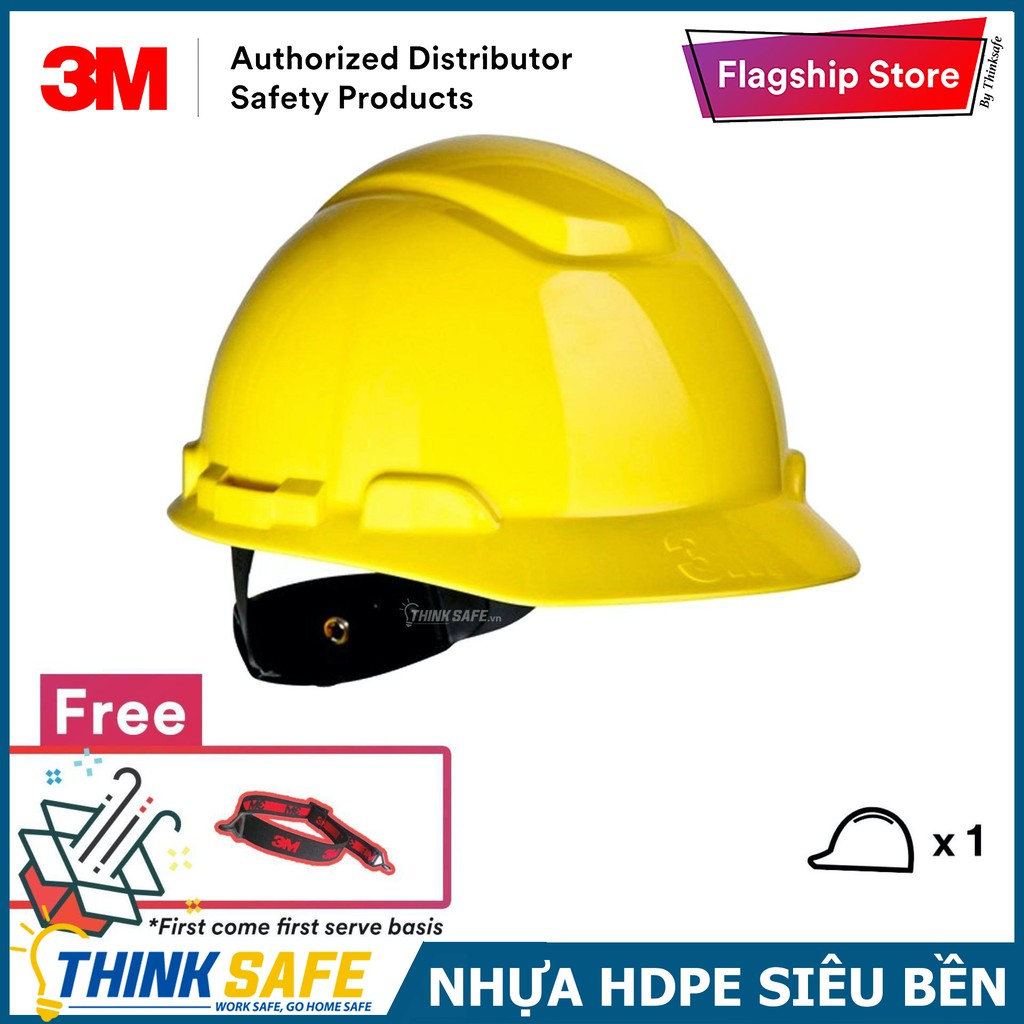 Mũ bảo hộ 3M H701R, nhựa HDPE siêu cứng, khóa vặn, dây nón co giãn, lồng nón 4 chấu điều chỉnh được - Bảo Hộ Thinksafe