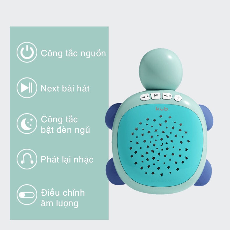 Rùa con ru ngủ có đèn phát sáng KUB, máy tạo tiếng ồn trắng White Noise giúp bé ngủ ngon sâu giấc - KUB OFFICIAL