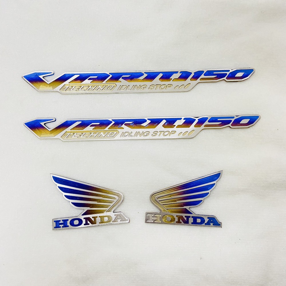 (TEM TITAN) Bộ sưu tập COMBO tem TITAN trang trí xe máy chữ tên xe và cánh chim WINGS HONDA siêu chất, keo dán 3M