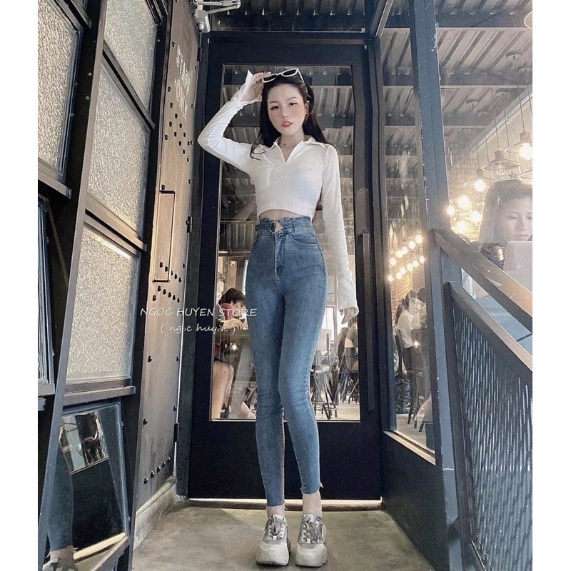quần jean cạp chéo tam giác lưng siêu cao | BigBuy360 - bigbuy360.vn