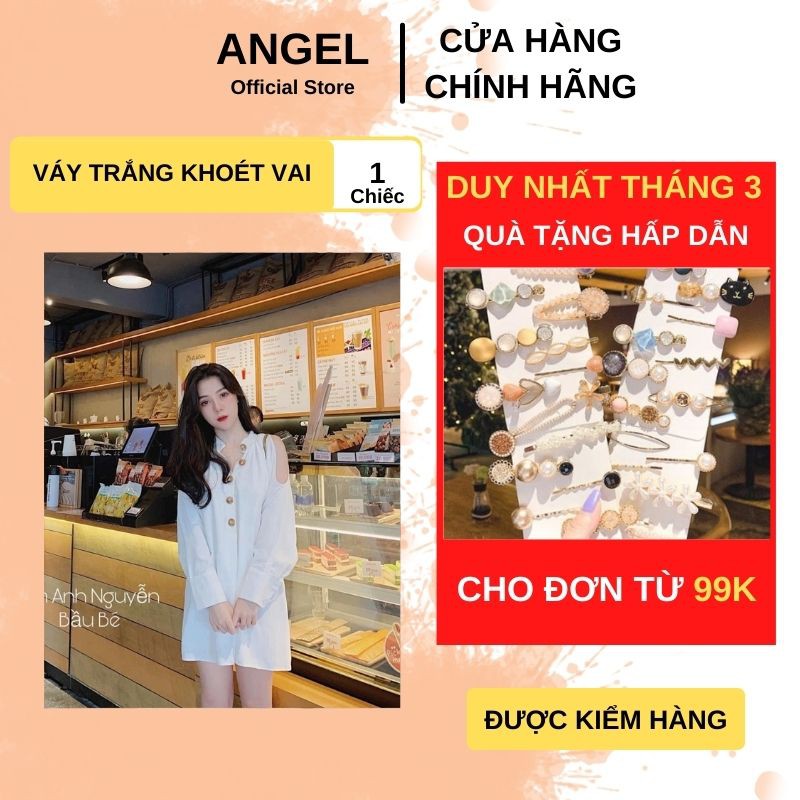 Áo trắng nữ 💖FREESHIP💖Đầm trắng nữ đẹp - Aó nữ đẹp dáng dài khoét vai