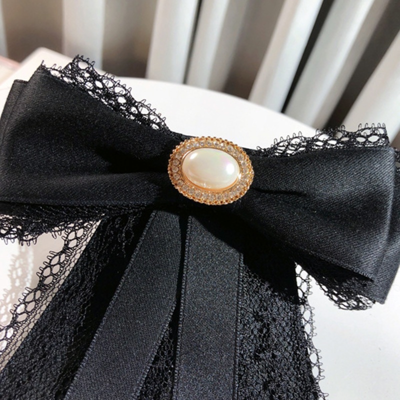 Ghim cài áo thắt nơ đính ngọc trai giả phong cách vintage dành cho nữ