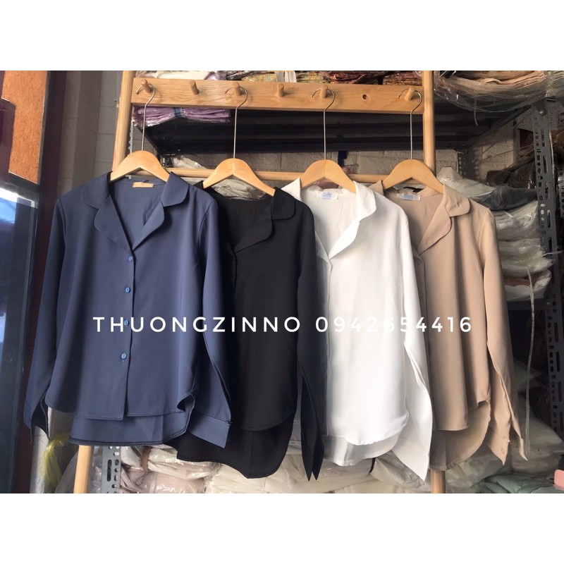 [Ảnh thật/Video] Áo sơ mi cổ vest sang chảnh áo sơ mi lụa Hàn áo sơ mi công sở | BigBuy360 - bigbuy360.vn