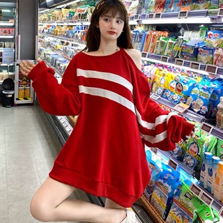 [ HÀNG SẴN ] Áo sweater khoét vai đỏ