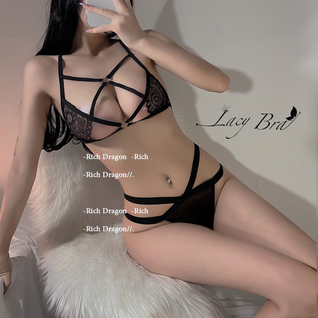 Set Đồ Lót Dây Đan Xuyên Thấu Gợi Cảm Phối Quần Lọt Khe Cạp Dây Chéo Sexy Lacy Bra - B23 | BigBuy360 - bigbuy360.vn