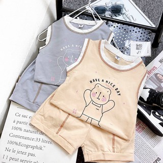 Bộ sát nách in hình gấu cho bé
