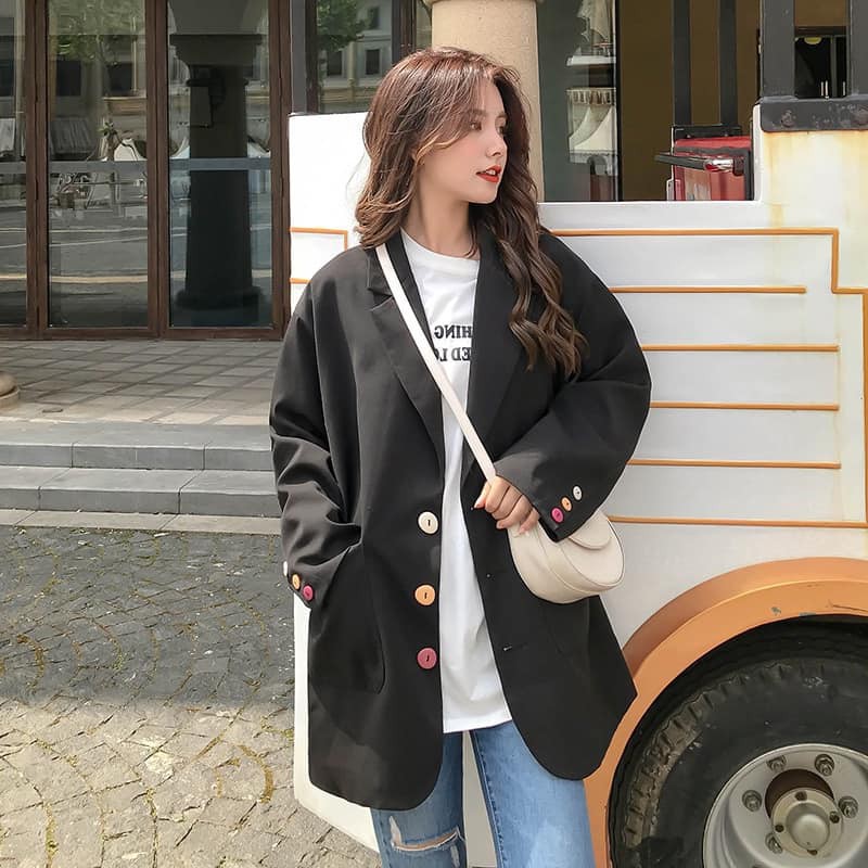 Áo khoác 🦋FREESHIP🦋 Khoác Blazer phối cúc sắc màu [ao blazer]