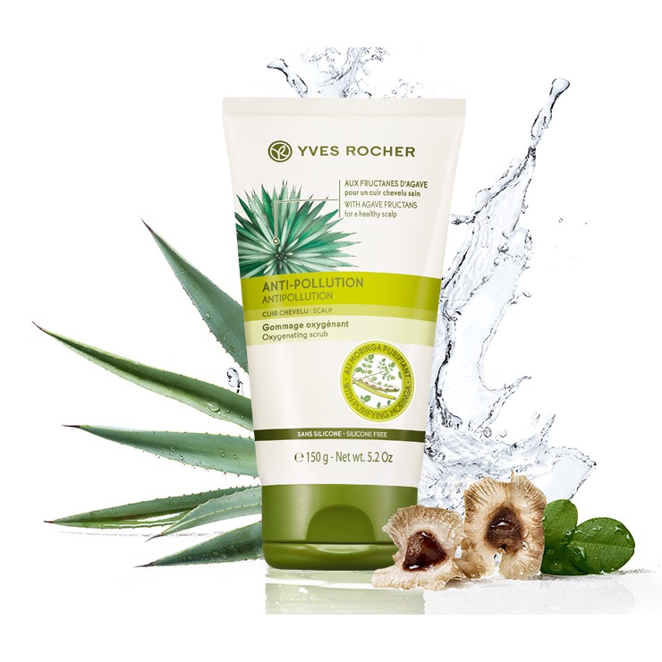 Tẩy tế bào chết da đầu Yves Rocher ANTI POLLUTION OXYGENATING SCRUB 150ML