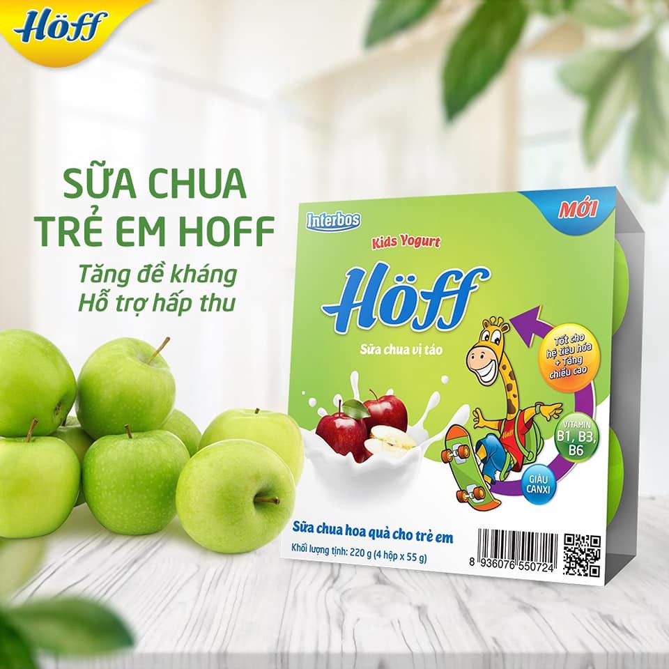 Sữa Chua trẻ em vị Táo HOFF (4 vỉ - 16 hộp)