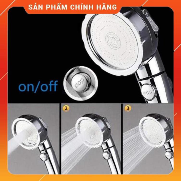 🚿 Đầu vòi sen áp suất cao có nút tắt / mở + dây inox 1.5m bạc 206783-206784 🚿