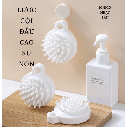 Lược gội đầu silicon muji mềm massage da đầu giảm tóc rụng kích ứng mọc tóc matxa xoa bóp đầu Nhật