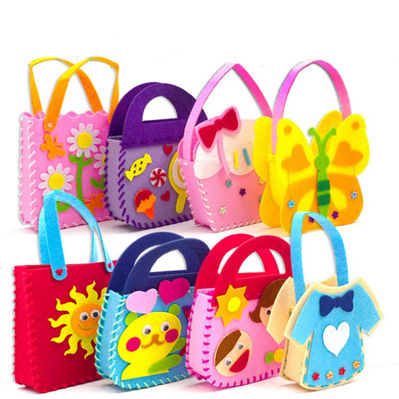 Túi Xách Thủ Công Bằng Vải Nỉ Tập Các Kỹ Năng Cơ Bản Cho Bé Kích Thước Từ 13cm đến 15cm