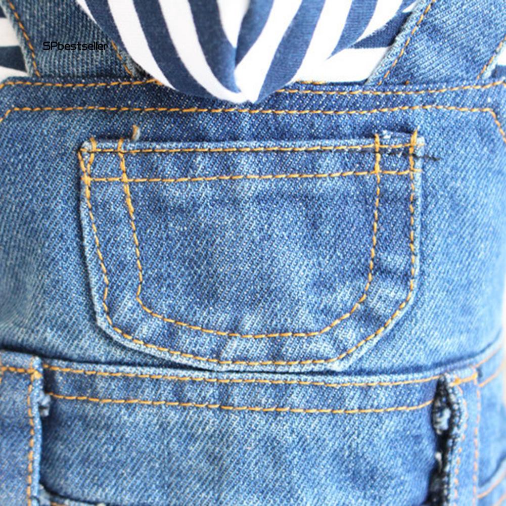 Áo liền quần jeans kẻ sọc thời trang cho chó