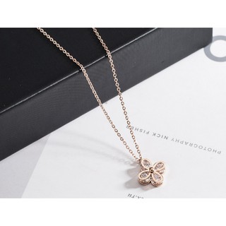 Dây chuyền titan hoa đá TT1081 - Không đen (vàng hồng)