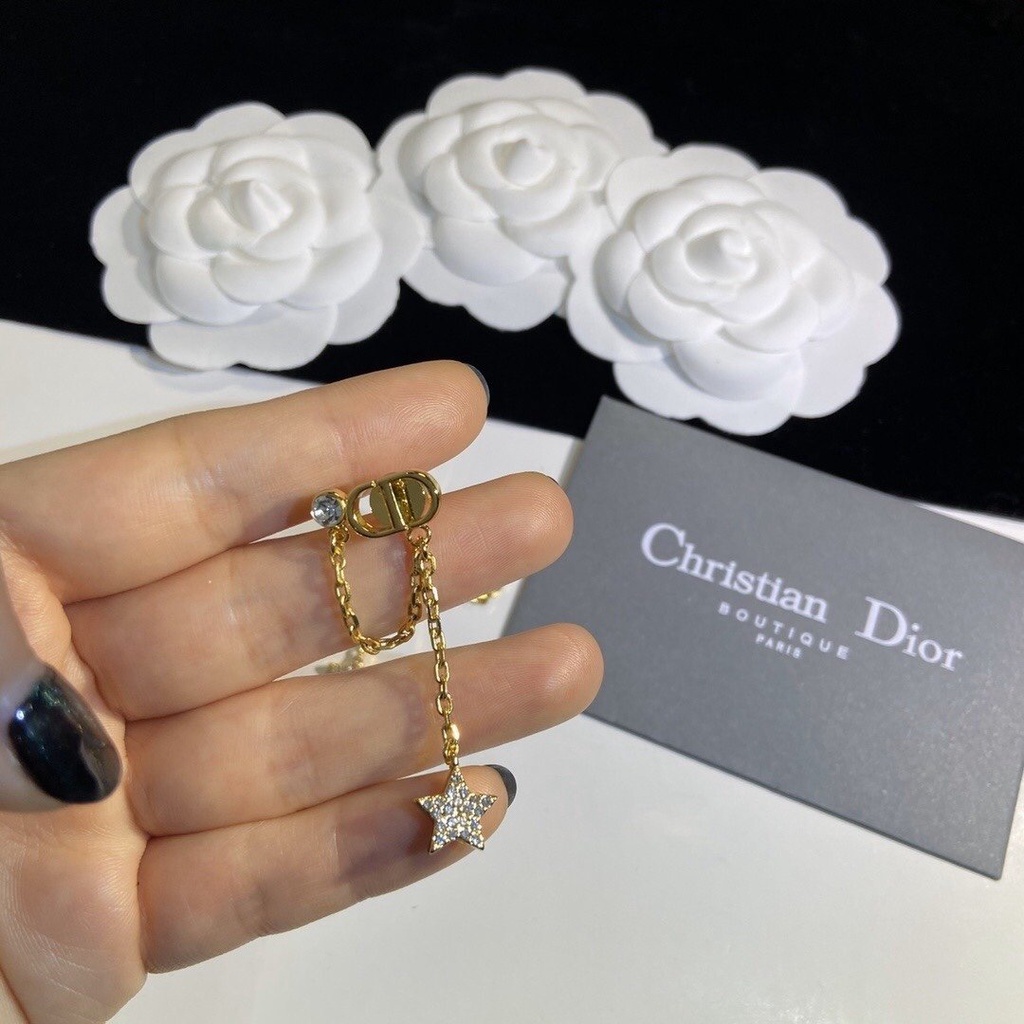 DIOR Khuyên Tai Bạc S925 Họa Tiết Chữ CD Thời Trang Dành Cho Nữ