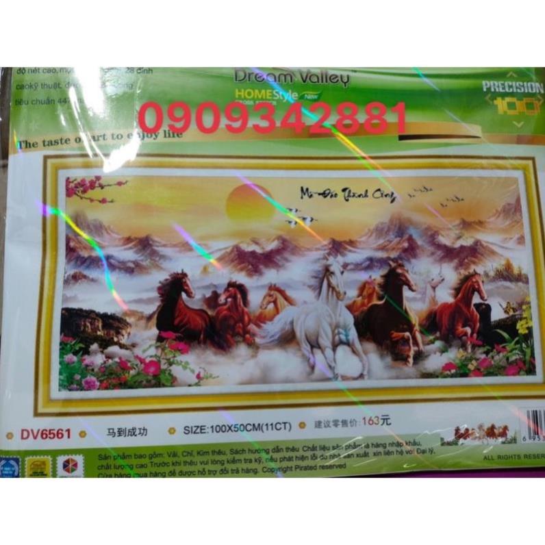 Tranh thêu Chữ thập Mã đáo thành công  Dream valley mẫu mới  DV6561 (100*50cm ) chưa thêu | BigBuy360 - bigbuy360.vn