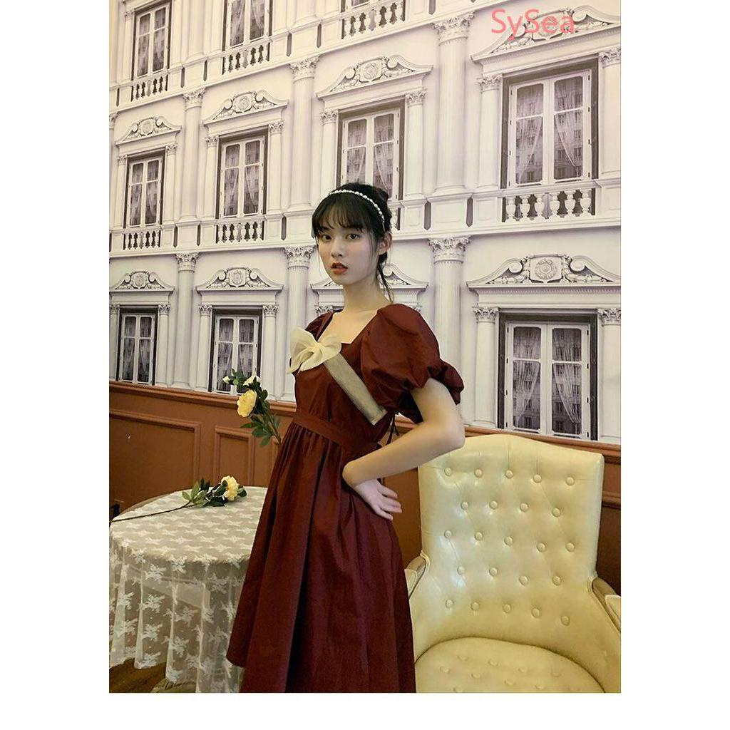 Đầm midi cổ vuông phong cách cổ điển thời trang nữ dễ thương