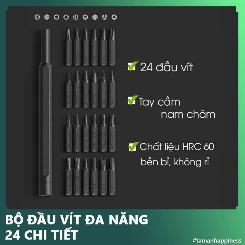 [Giá hủy diệt] Bộ tua vít đa năng mini 24 đầu chất liệu thép từ tính cao cấp sửa chữa máy móc, điện tử cỡ nhỏ