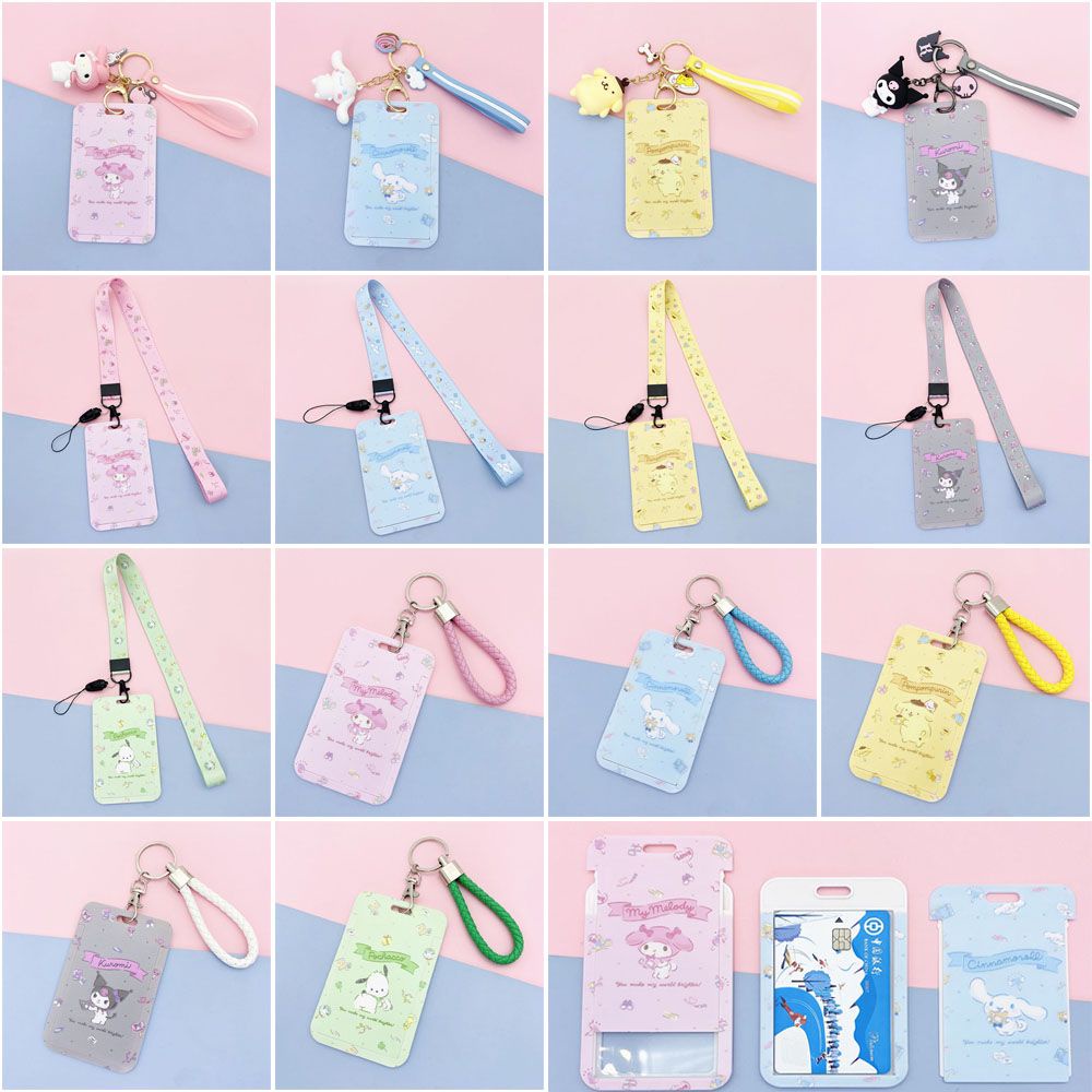 Bao đựng thẻ ID/ phù hiệu thẳng đứng có cửa sổ chống nước gắn búp bê họa tiết hoạt hình dùng cho văn phòng/ trường học