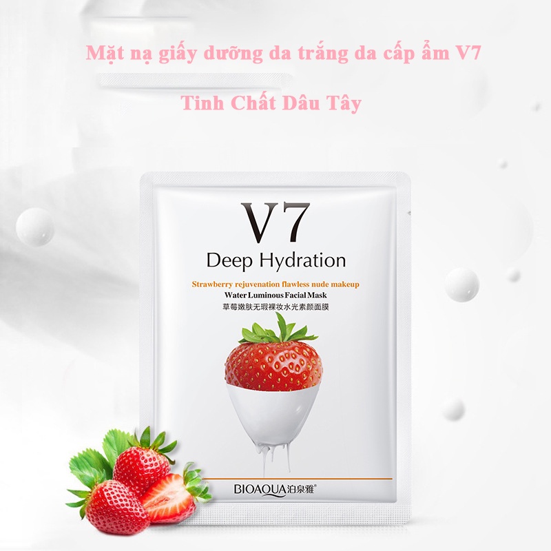 Mặt nạ giấy chống lão hóa dưỡng da trắng da dưỡng ẩm giảm mụn V7 Bioaqua ECOTITT MN21