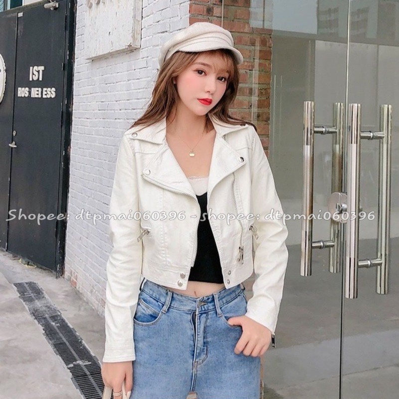 Bán sỉ Áo da khoá ngang màu đen, trắng, hồng, nude hàng Quảng Châu | BigBuy360 - bigbuy360.vn