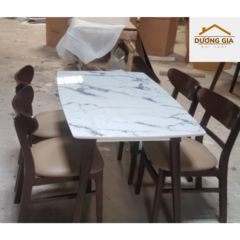 Bộ Bàn ăn Mango mặt giả đá 4 ghế đẹp, free ship nội thành