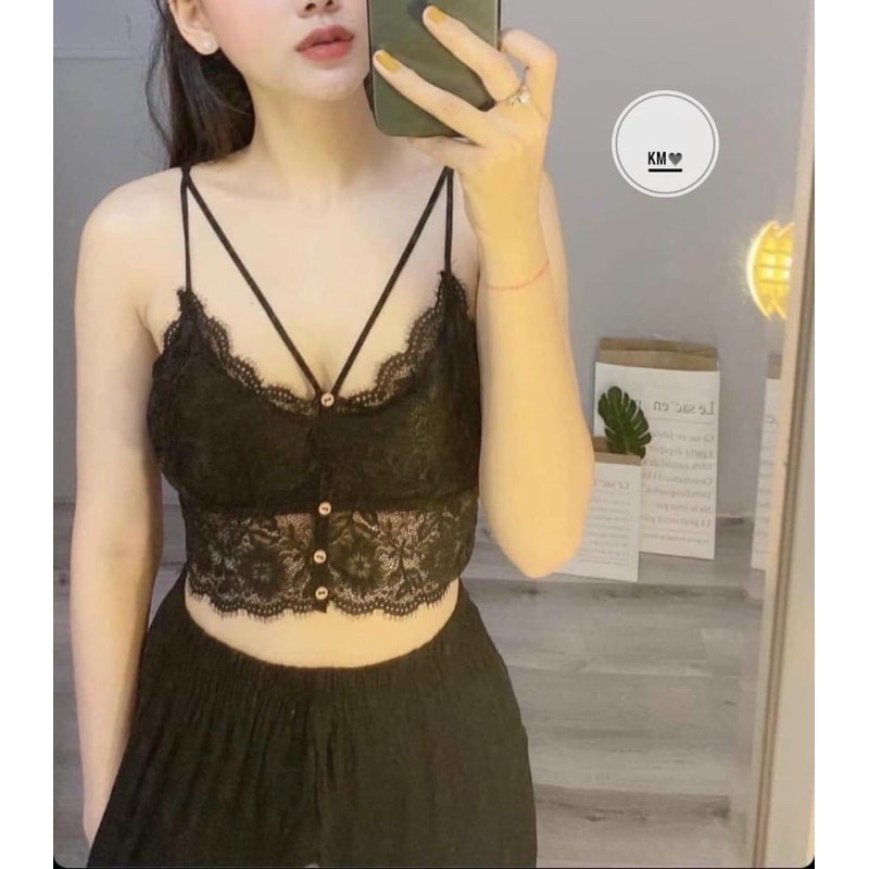 Áo Bra Ren Hoa Khuy Trước Dây Chéo Ngực Gợi Cảm 2404 | BigBuy360 - bigbuy360.vn