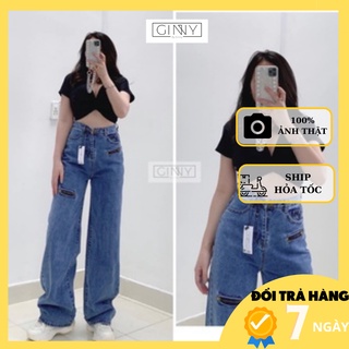 Quần Baggy Jean Nữ Hack Dáng KJ-037 Quần Jean Cạp Cao | Vải Jean Wash Xịn