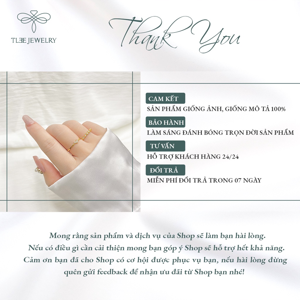 Nhẫn bạc nữ TLEE tiny mảnh mạ vàng 14k cao cấp NCJ A0113