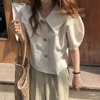 Áo kiểu nữ blouse cổ V, áo ctoptop nữ mùa hè phong cách hàn quốc chất thô đũi