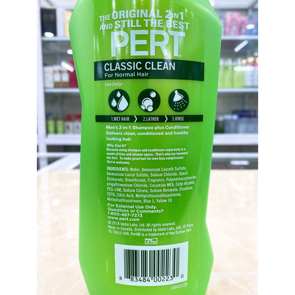 Dầu Gội Và Xả Pert 2 In 1 Classic Clean For Normal Hair 1000ml Made In Canada Mẫu Mới