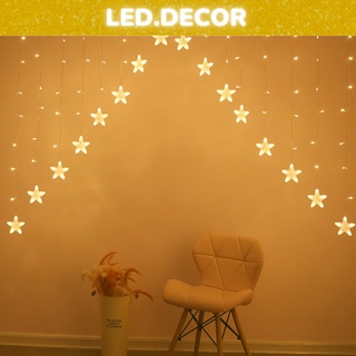 Đèn led trang trí, đèn rèm chữ v ngược ngôi sao năm cánh