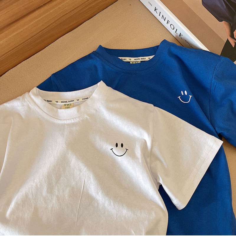 MNGRL Áo Thun Tay Ngắn Cotton Thời Trang Hàn Quốc Cho Bé Trai