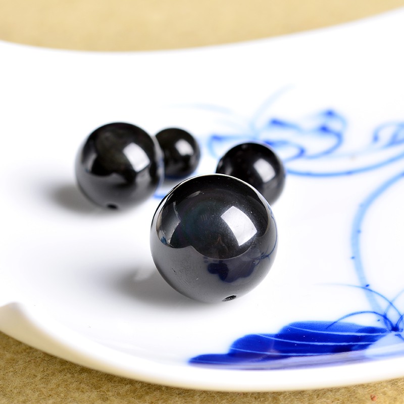 Hạt đá Obsidian Hắc Diện Thạch dùng làm sản phẩm handmade DIY