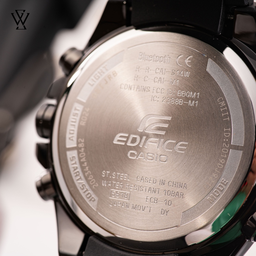 Đồng Hồ Điện Tử Nam Casio Edifice WATCHSTORE ECB-10PB-1ADF Thiết Kế Mặt Kính Khoáng 48.5mm, Dây Cao Su, Vỏ Thép Không Gỉ