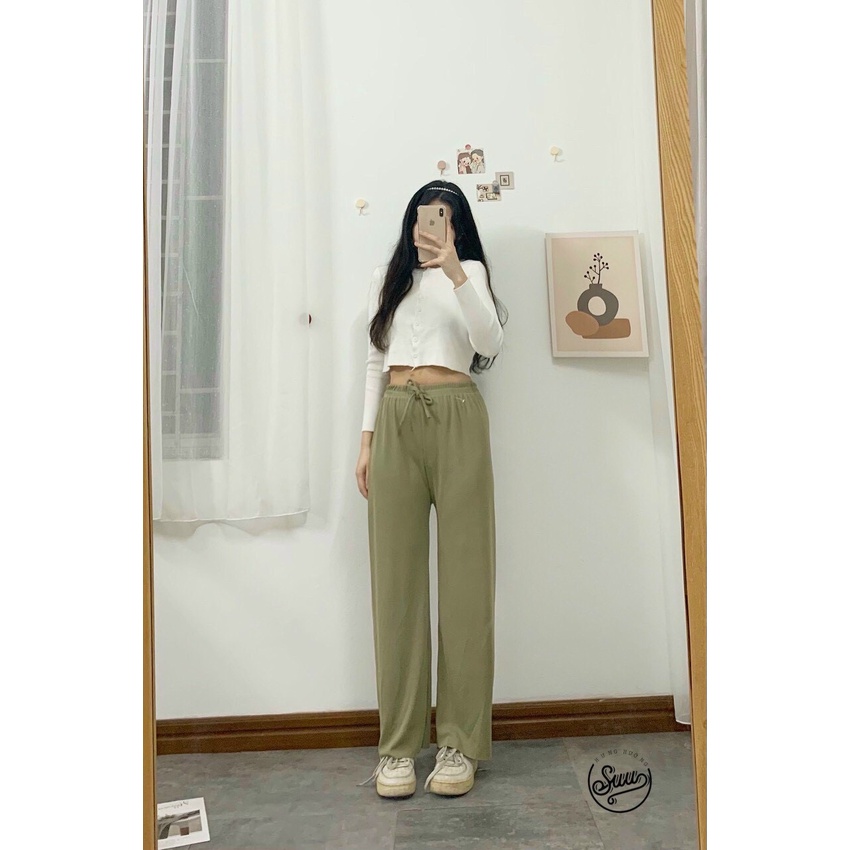 Quần Thun Tăm Ống Rộng Dây Cột Nơ Lưng Quần | Smide Clothing