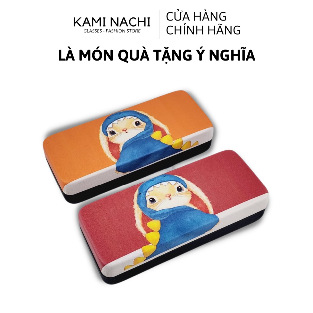 Hộp đựng mắt kính cao cấp chất liệu da xước sang trọng KAMI NACHI phiên bản giới hạn màu đặc biệt hình con Thỏ