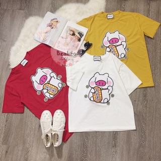[Ảnh thật] Áo thun heo phát tài diện tết dễ thương ulzzang