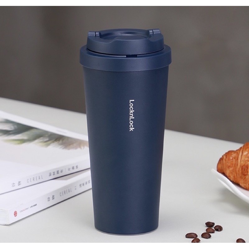 Ly giữ nhiệt LocknLock 550ml Energetic One-Touch Tumbler LHC3249 mở nắp một chạm, Hàng Chính Hãng - Xanh Navy - K-MALL