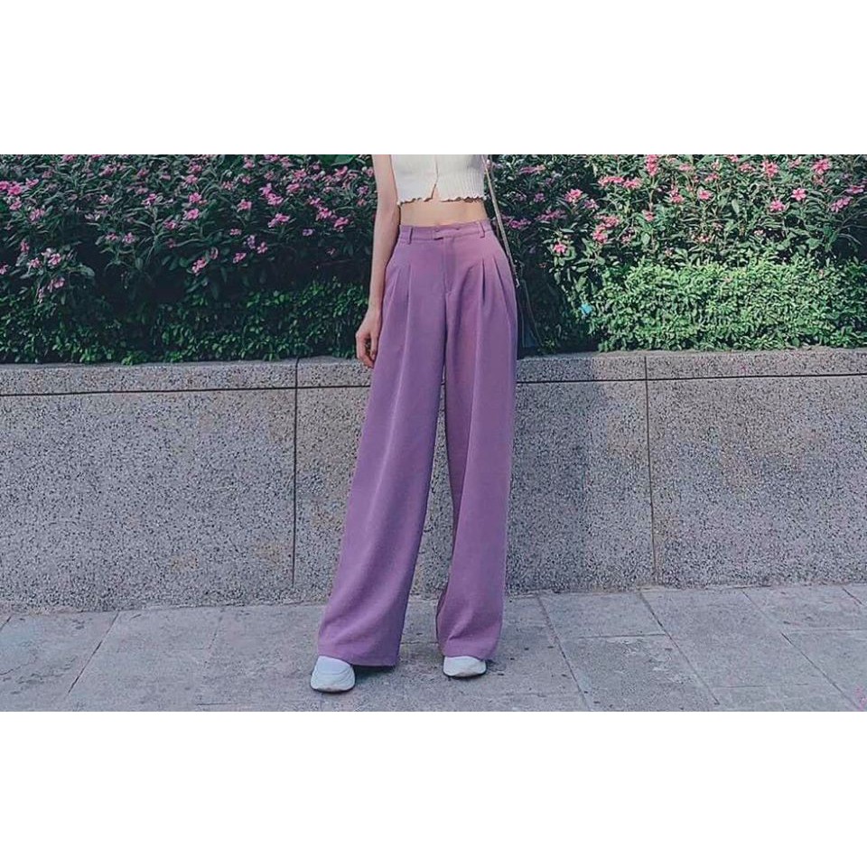 Quần Culottes Thụng Mềm - Simple pant dáng dài xuông ống rộng cullotes loe cạp khuy lưng cao nữ HOT