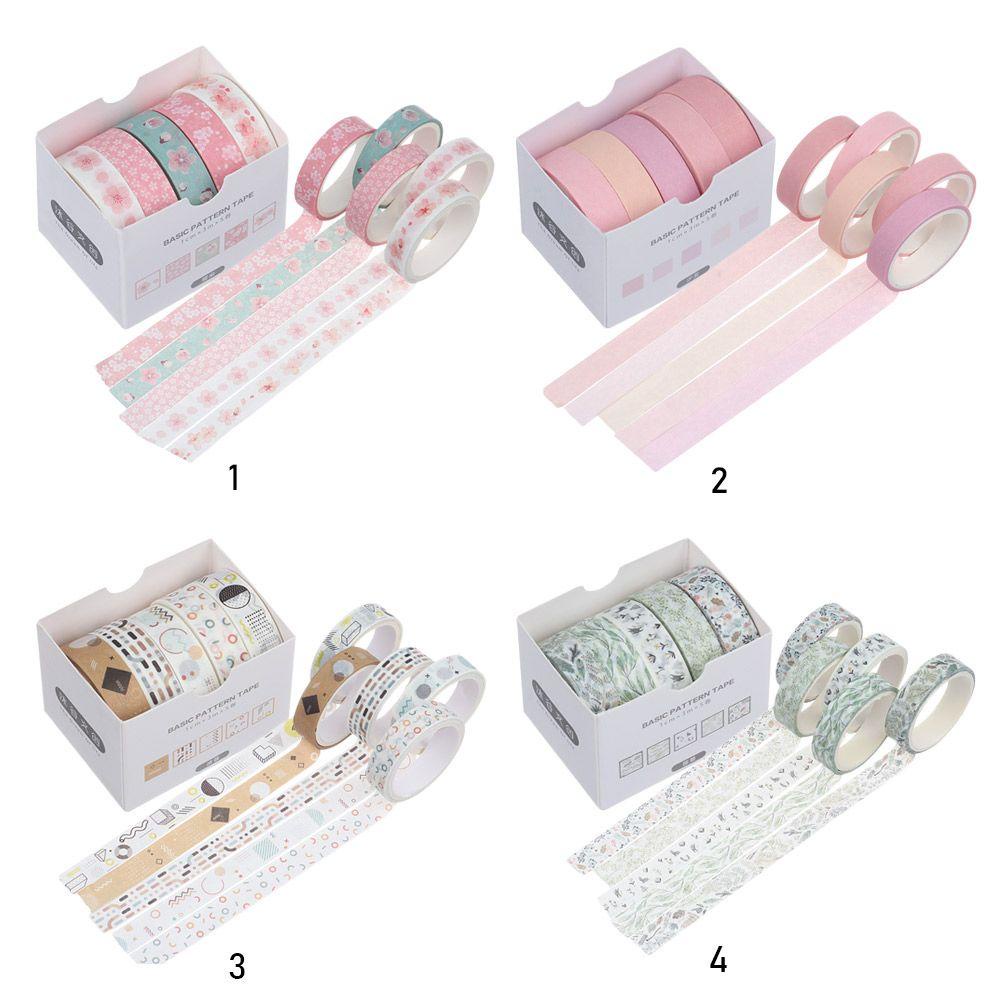 PISTA Set 5 Cuộn Băng Keo Giấy Washi Họa Tiết Hoa Anh Đào Xinh Xắn