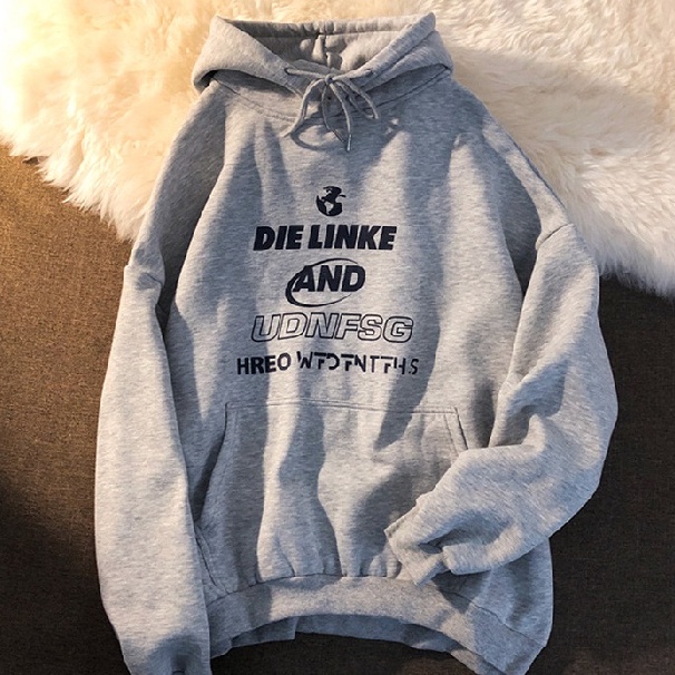 【ZHELIHANGFEI】Áo Hoodie Tay Dài Dáng Rộng In Chữ Cá Tính Thời Trang