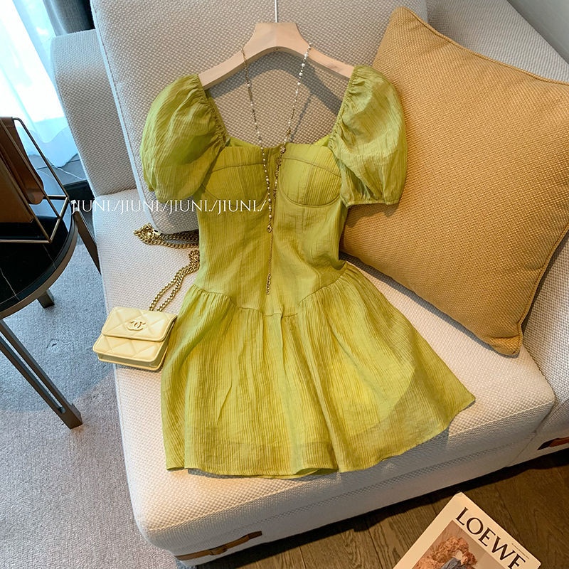 Đầm Cổ Vuông Tay Phồng Thời Trang Mùa Hè Mới Dành Cho Nữ