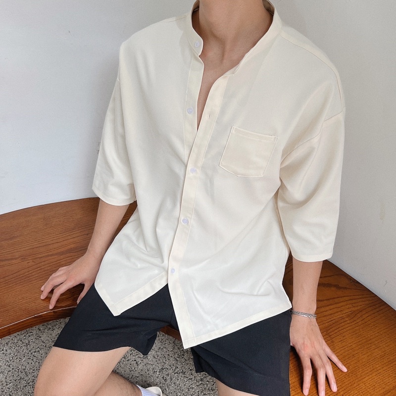 Set sơmi cổ tàu Colly Shirt + quần short trơn Blaziee