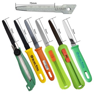 Dao cắt lưỡi cố định, cắt thùng carton đai sợi cao cấp Canary Japan chống dính, chống gỉ, lưỡi có răng cưa