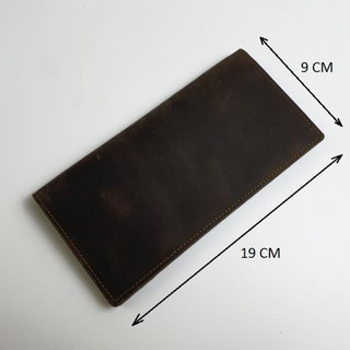 Ví dài da bò sáp handmade WL104A – Nâu sẫm (100% DA THẬT, BH 3 NĂM)
