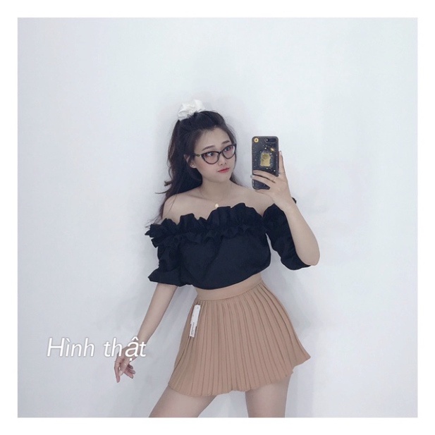 Áo bẹt vai bèo tay phồng nhún bèo cổ - B0Us0