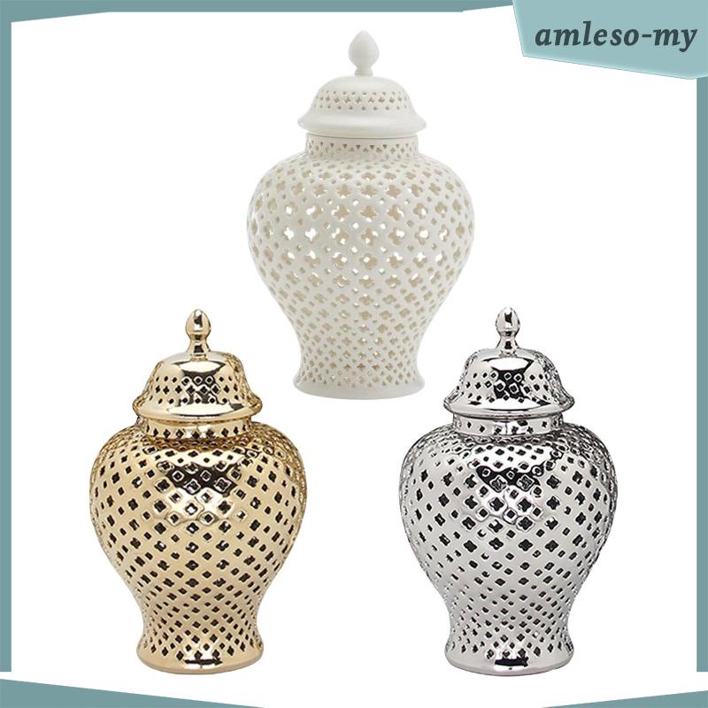 Lọ Gốm Đựng Gừng / Hoa Thủ Công Có Nắp Đậy Trang Trí Nhà Cửa